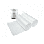 Roll of white garbage bags in different sizes