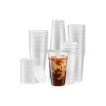 14OZ disposable plastic cups with transparent lid / 50 pieces